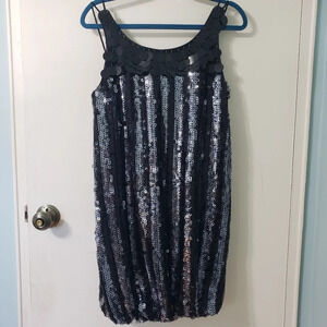 XOXO Black & Silver Sleeveless Sequined Dress